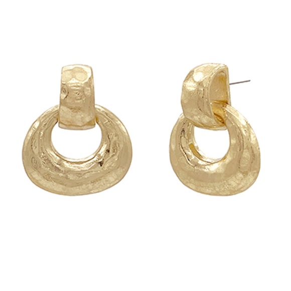 Hammered Gradual Door Knocker Earrings - Picture 3 of 4